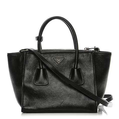 prada twin pocket tote glace nero|Prada Glace Calf Twin Pocket Tote Bag, Black (Nero) .